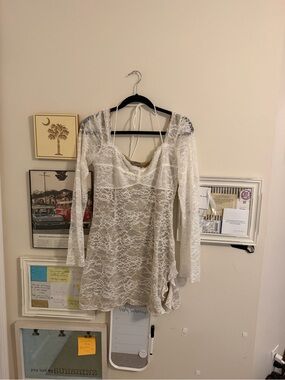 Princess Polly White Lace Long Sleeve Mini Dress size 10